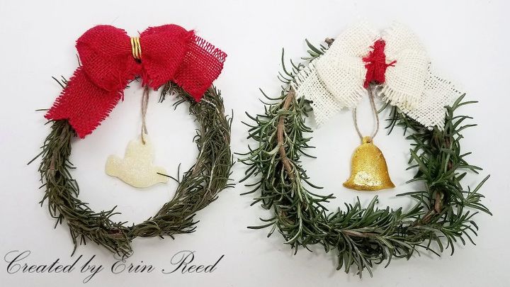 coronas de navidad de romero en miniatura