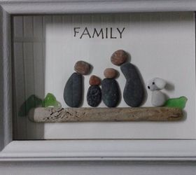 pebble art family in a shadow box frame, Original Family Frame