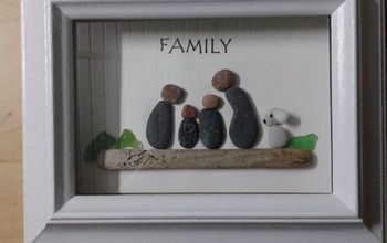 Pebble Art Family in a Shadow Box Frame