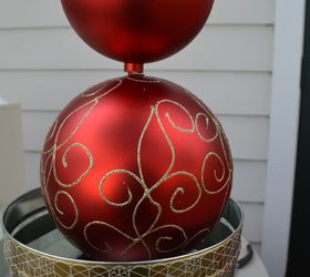 Easy Diy Christmas Ornament Topiary For Front Door Hometalk