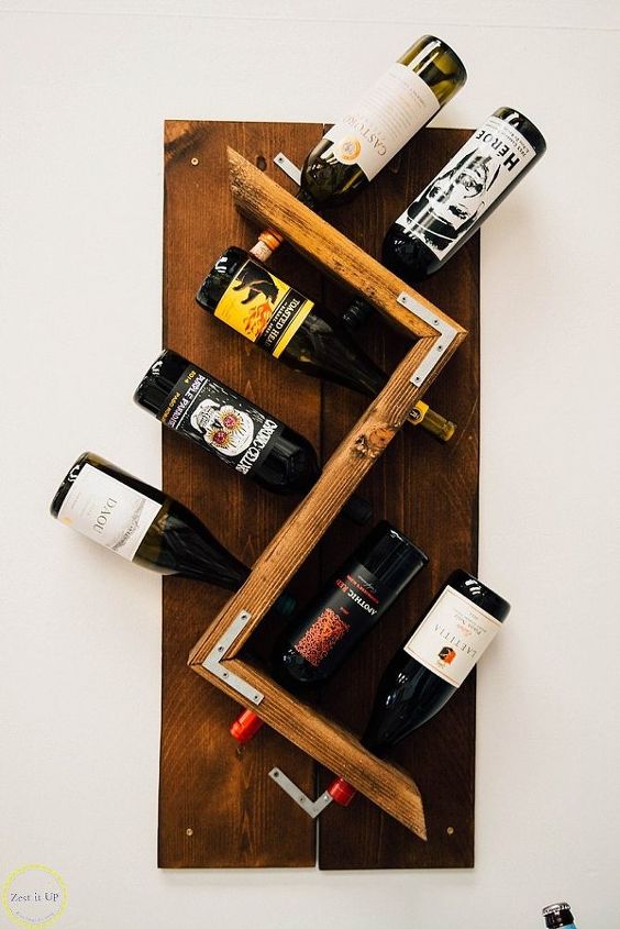 diy industrial wall mounted wine rack