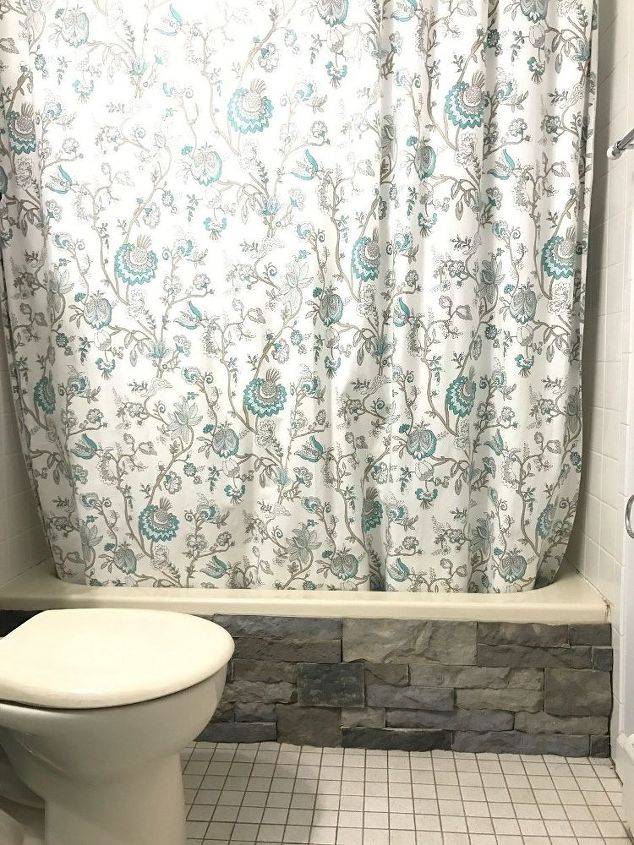 faux stone tub bathroom makeover phase 2