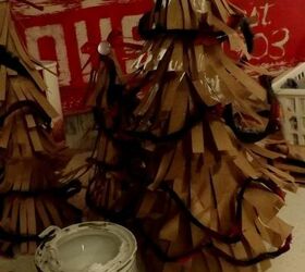 country shabby christmas trees from some brown grocer bags, shabby chic