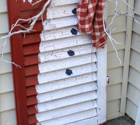 old shutter snowman, curb appeal