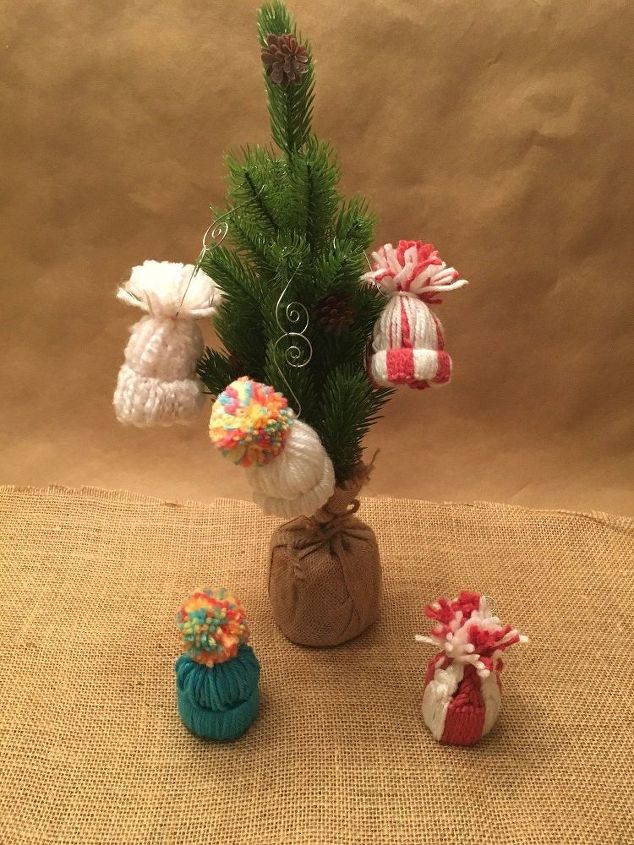 mini stocking hat ornaments or package toppers
