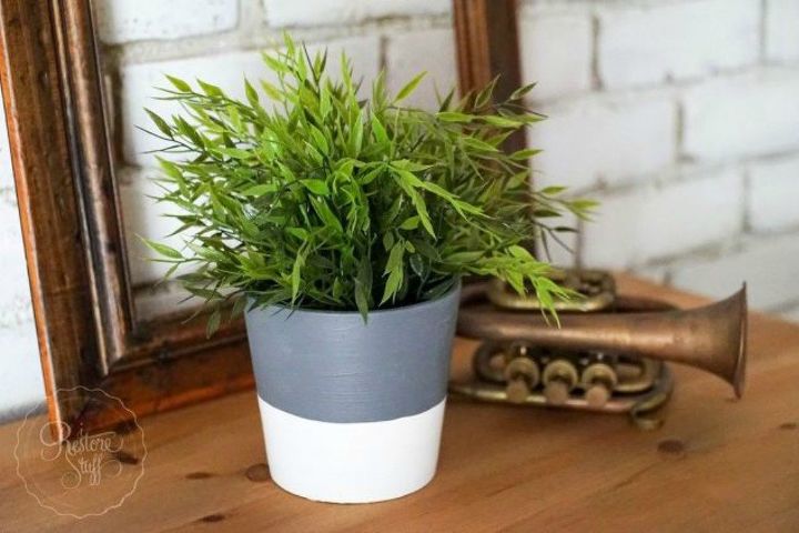 transform your cheap planters with these 15 stunning ideas, Paint it to look like a concrete planter