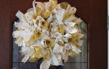 Gold and White Deco Mesh Wreath Tutorial