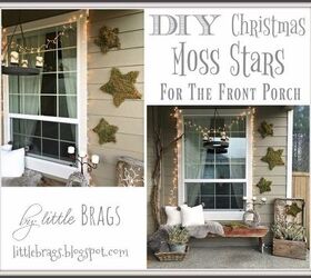 diy christmas moss stars for the front porch