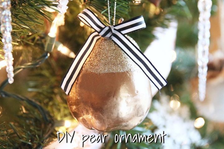 diy glitter pear christmas ornament from the dollar tree, christmas decorations, seasonal holiday decor