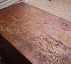 rustic antique dresser, painted furniture, repurposing upcycling, Top before sanding