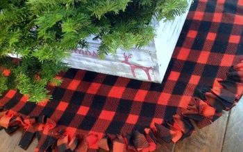 Falda para el árbol de Navidad de cuadros de búfalo sin coser