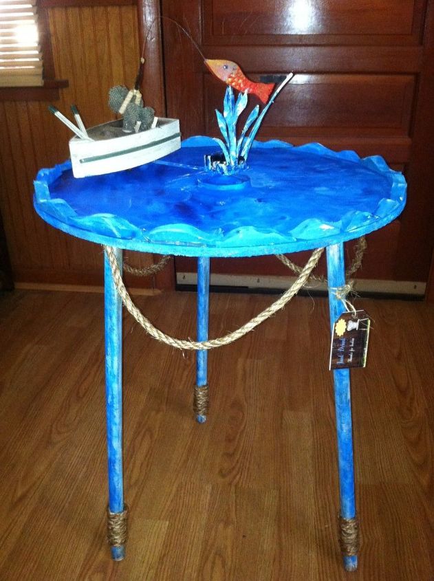 folk art musical boy fishing table, bedroom ideas, crafts, painted furniture