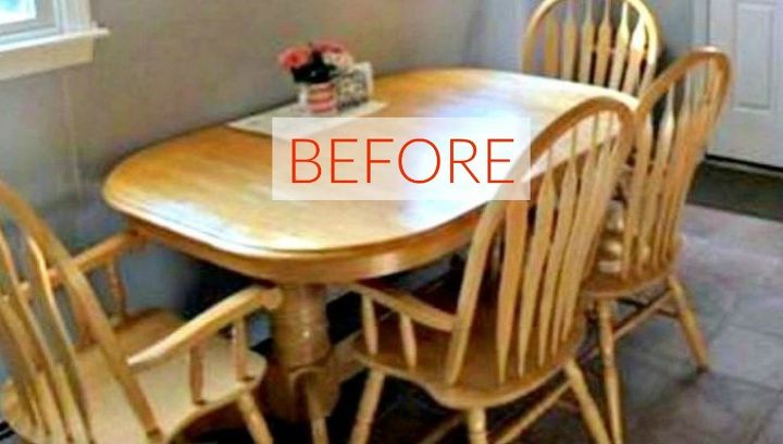 9 dining room table makeovers we can t stop looking at, Before An orange 90s table