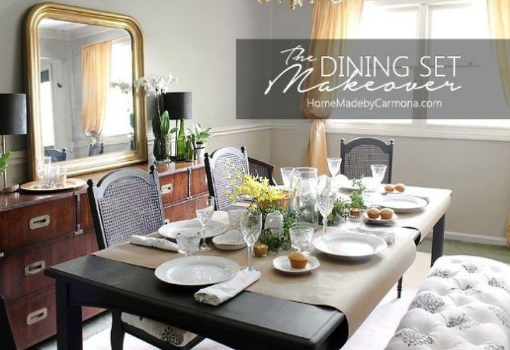 s 9 dining room table makeovers we can t stop looking at, painted furniture, After A stunning dark dining table set