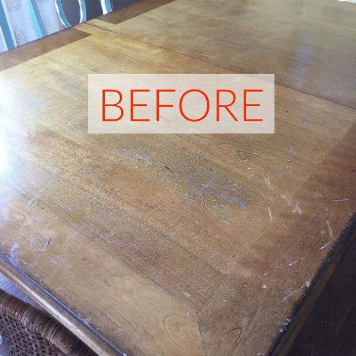 9 dining room table makeovers we can t stop looking at, Before A dinged and dented overused table