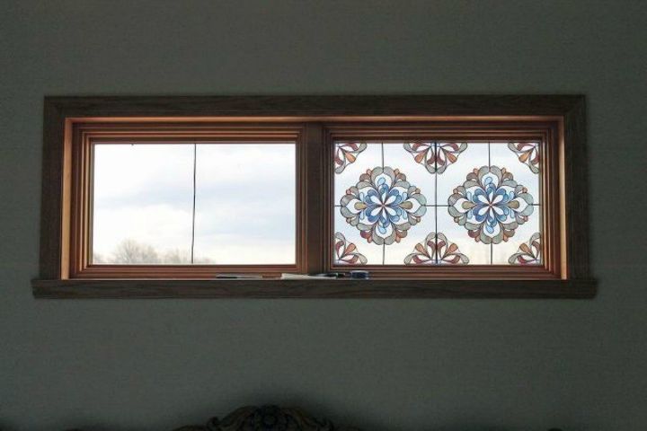 how to get privacy without curtains, Create a faux stained glass window