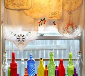 how to get privacy without curtains, Line colorful bottles along the windowsill