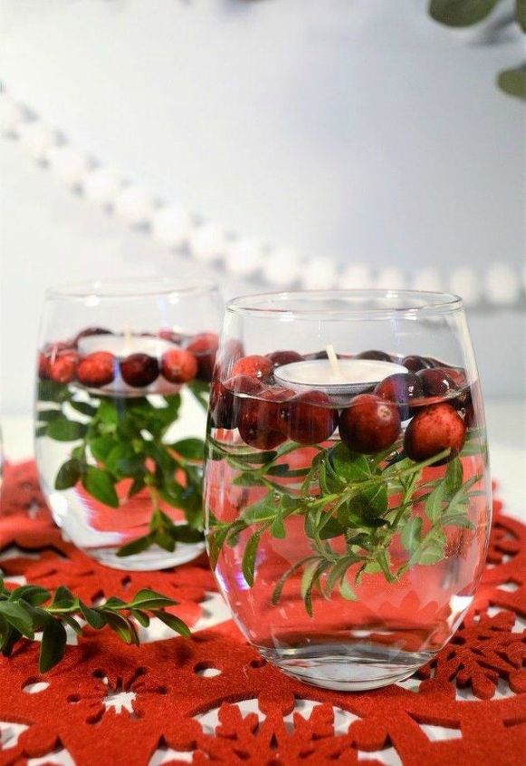 s 13 handmade christmas ideas you didn t know you were waiting for, christmas decorations, These cranberry floating candles centerpiece