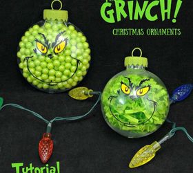 two adorable diy grinch christmas ornaments, christmas decorations, seasonal holiday decor
