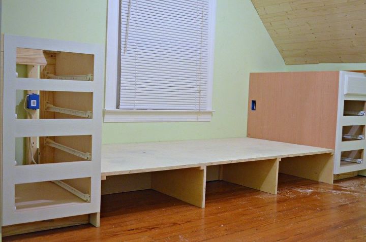 How To Make A Built In Bed Using Stock Kitchen Cabinets Hometalk How To Make A Built In Bed Using Stock Kitchen Cabinets Closet