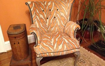Orange Zebra Print Wingback Chair