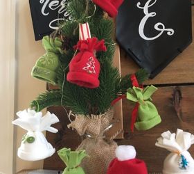 fleece mini stocking hat ornaments package toppers or garland, christmas decorations, seasonal holiday decor