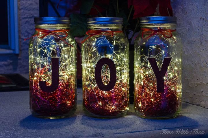 haz preciosas luminarias navideas con tarros de cristal y luces centelleantes