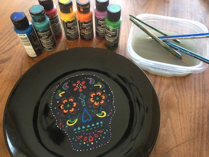 day of the dead sugar skull plate