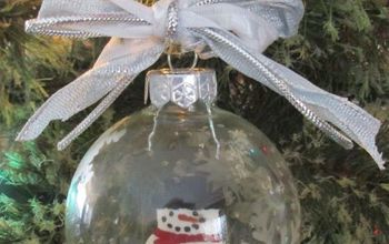 Etched Glass Captured Snowman Ornament