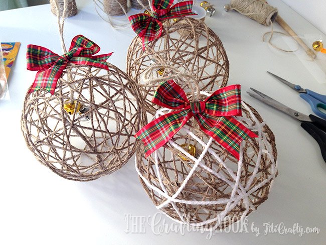 cute twine ball christmas ornament tutorial, christmas decorations, how to, seasonal holiday decor