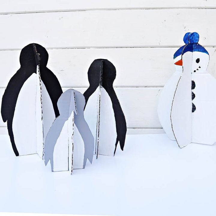 diy cardboard penguin snowman christmas decoration