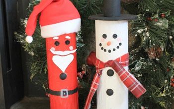 Santa and Frosty From Cedar Fence Post Rails