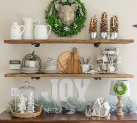 s get your kitchen ready for christmas 11 ideas , kitchen design, Place festive decor on your shelves