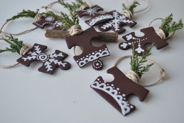 adornos de piezas de rompecabezas decoracin navidea