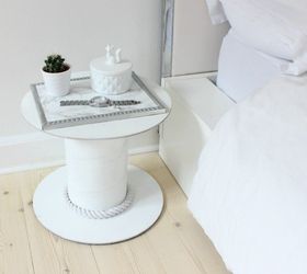 upcycle a cable spool into a bedside table, painted furniture