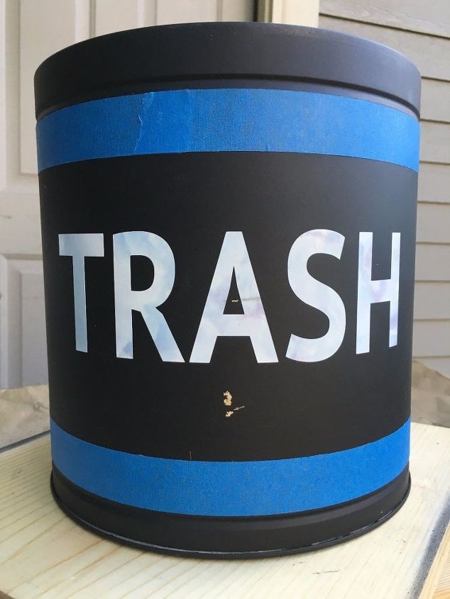 christmas tin to trash bin upcycle, composting, go green, storage ideas