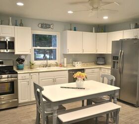 outdated dark kitchen remodel into a bright cheery coastal kitchen, home improvement, kitchen design