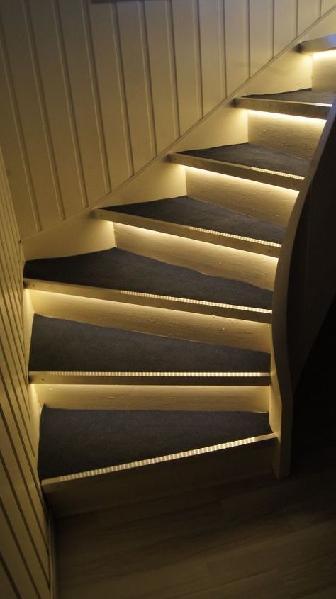 stair makeover with accent lighting, lighting, stairs