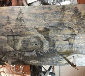 woodsy stained art on old hinged barnwood, crafts