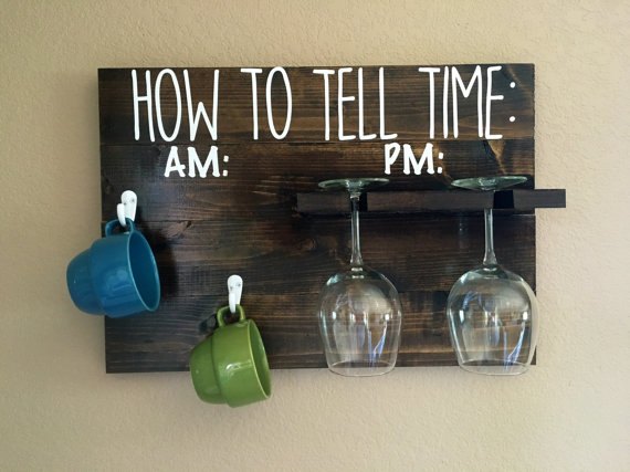 how to tell time coffee and wine sign hanger