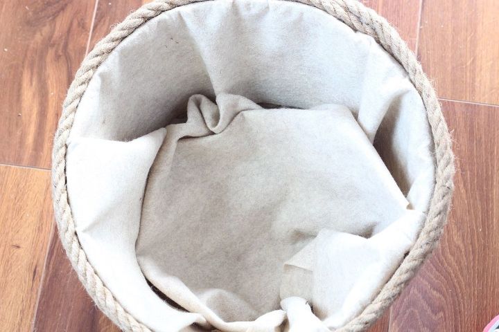 dollar store laundry basket turned chic metallic rope basket, crafts