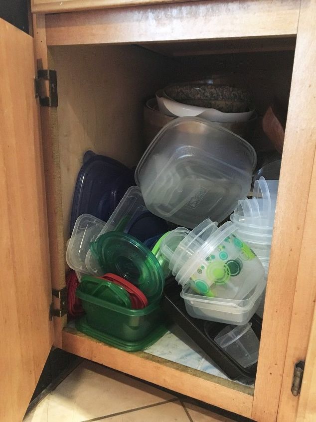 Easy Way to Organize Tupperware in Cabinets