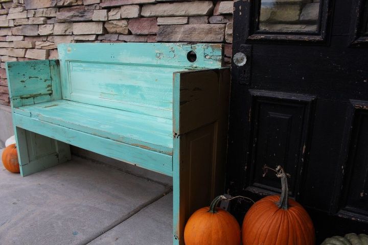 how to build a bench out of an old door