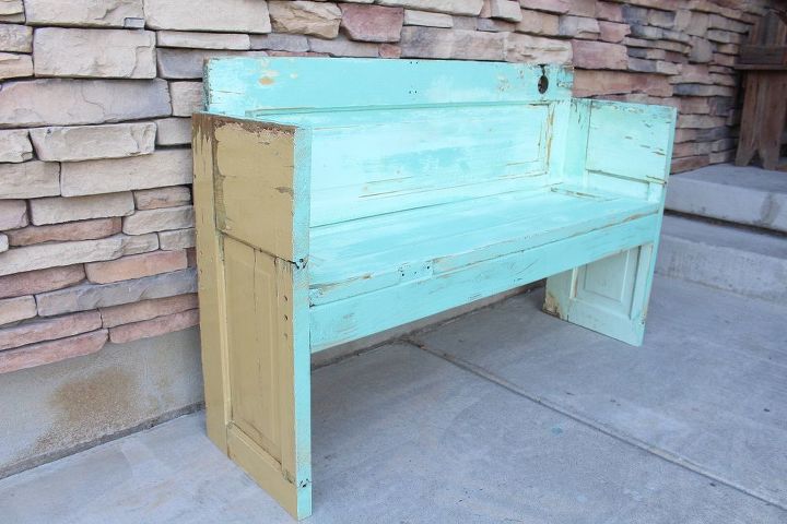 how to build a bench out of an old door