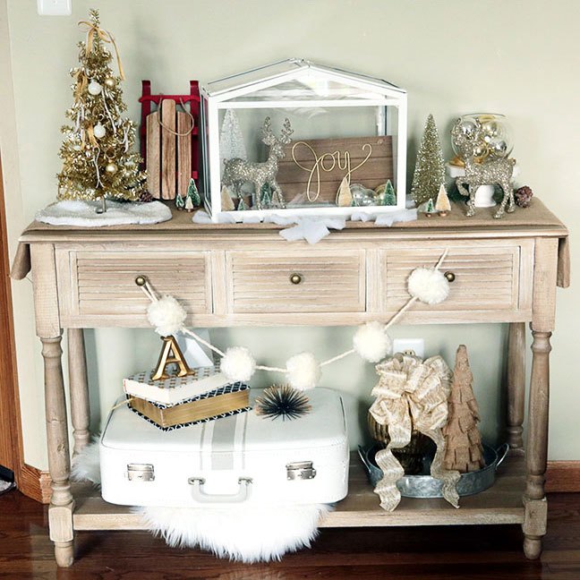 console table in christmas neutrals, painted furniture