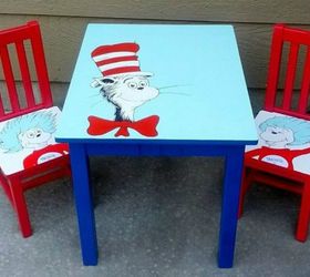 s give your kids the coolest furniture with these 14 jaw dropping ideas, painted furniture, Transform a table and chairs with Dr Suess