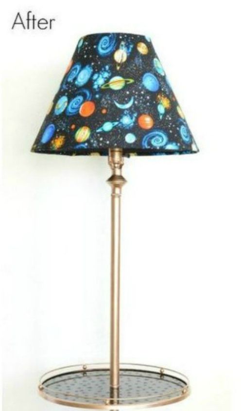 s give your kids the coolest furniture with these 14 jaw dropping ideas, painted furniture, Upgrade their lamp with an outer space shade