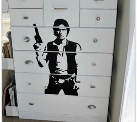 s give your kids the coolest furniture with these 14 jaw dropping ideas, painted furniture, Paint their dresser with a Han Solo stencil