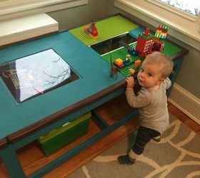 s give your kids the coolest furniture with these 14 jaw dropping ideas, painted furniture, Turn your coffee table into a Lego play area