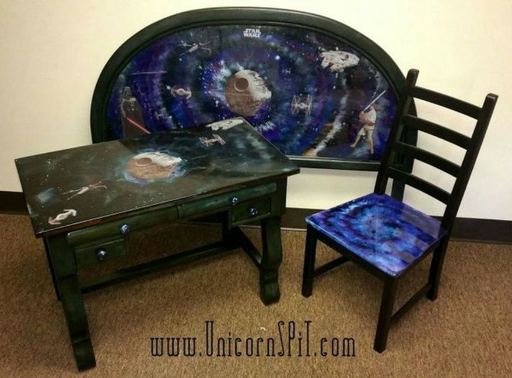 s give your kids the coolest furniture with these 14 jaw dropping ideas, painted furniture, Transform their bed set Unicorn Spit paint